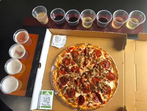 Craft beer and pizza at Fat Ass Off the Ranch